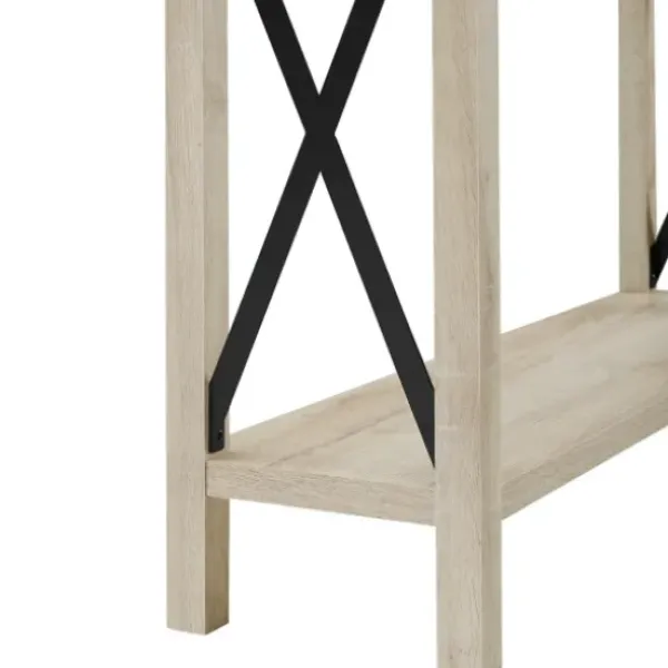 Console Tables-Kirkland's Home White Oak Farmhouse X-Frame Console Table Ivory