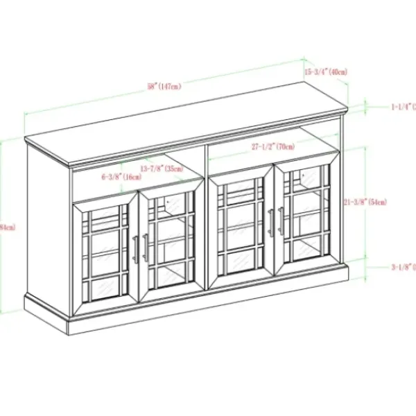 Tv Stands & Media Consoles-Kirkland's Home White Oak Glass Door Tv Stand, 58 In. Ivory