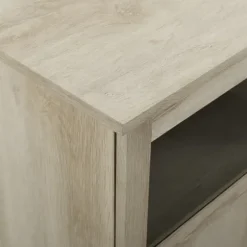 Tv Stands & Media Consoles-Kirkland's Home White Oak Glass Paneled Door Tv Stand Ivory