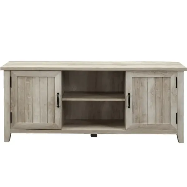 Tv Stands & Media Consoles-Kirkland's Home White Oak Grooved Door Tv Stand Ivory