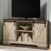 Tv Stands & Media Consoles-Kirkland's Home White Oak Sliding Barn Doors Corner Tv Stand Ivory