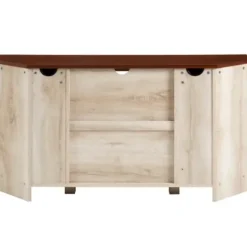 Tv Stands & Media Consoles-Kirkland's Home White Oak Sliding Barn Doors Corner Tv Stand Ivory