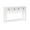 Console Tables-Kirkland's Home White Or Teal Paneled Fretwork Console Table White/Blue