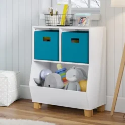 Bookshelves-Kirkland's Home White Pine Catch-All Toy Organizer With Cubbies