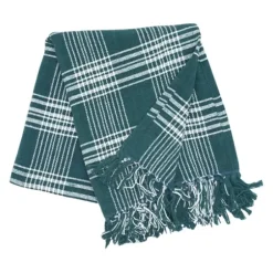 Blankets & Throws-Kirkland's Home White Plaid Christmas Throw Blanket Green