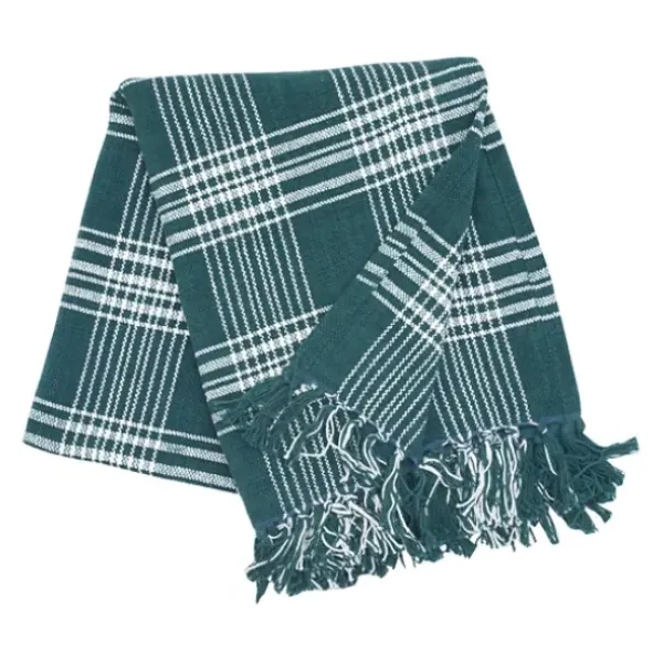 Blankets & Throws-Kirkland's Home White Plaid Christmas Throw Blanket Green