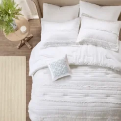 Comforters-Kirkland's Home White Quilted King 5-Pc. Comforter Set White/Blue