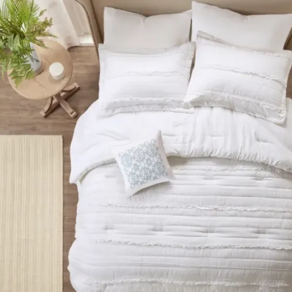 Comforters-Kirkland's Home White Quilted King 5-Pc. Comforter Set White/Blue