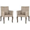 Dining Chairs-Kirkland's Home White Rattan Curved Legs Dining Chairs, Set Of 2 White/Brown