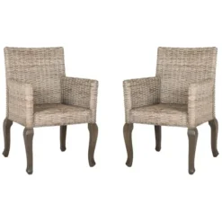 Dining Chairs-Kirkland's Home White Rattan Curved Legs Dining Chairs, Set Of 2 White/Brown