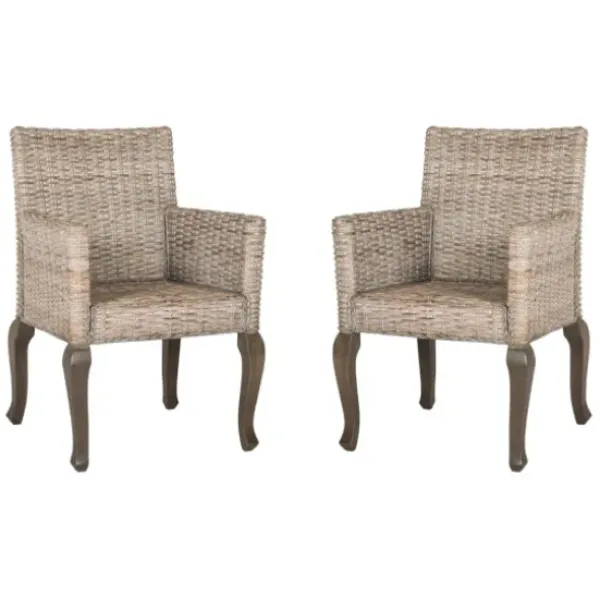 Dining Chairs-Kirkland's Home White Rattan Curved Legs Dining Chairs, Set Of 2 White/Brown