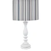 Table Lamps-Kirkland's Home White Resin Table Lamp With Blue Stripe Shade White/Blue