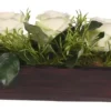 Arrangements & Greenery-Kirkland's Home White Rose Arrangement In Wooden Dough Bowl White/Green/Brown
