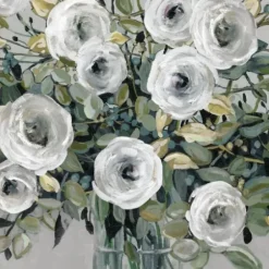 Framed Art-Kirkland's Home White Rose Parade Framed Canvas Art Print Green/White