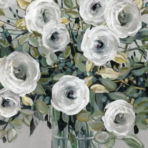 Framed Art-Kirkland's Home White Rose Parade Framed Canvas Art Print Green/White