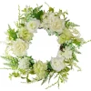 Wreaths-Kirkland's Home White Roses And Geraniums Wreath Green/White