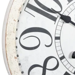 Clocks-Kirkland's Home White Rustic Farmhouse Distressed Wall Clock