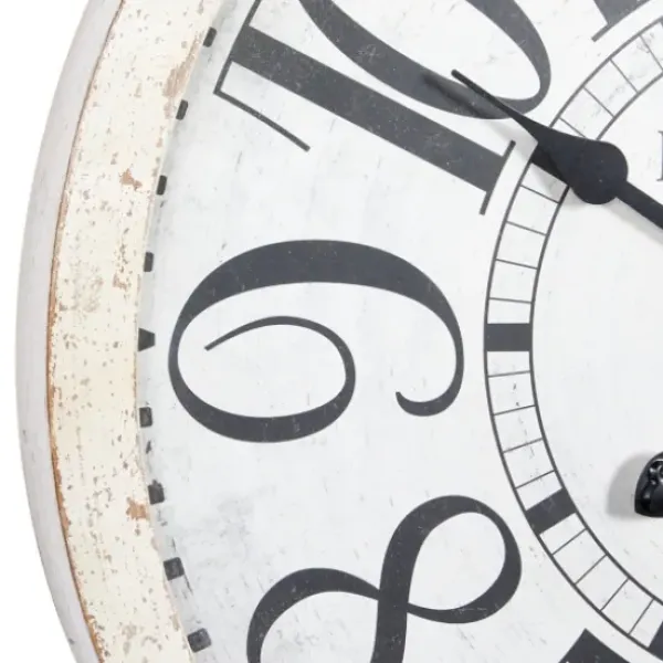 Clocks-Kirkland's Home White Rustic Farmhouse Distressed Wall Clock