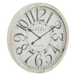 Clocks-Kirkland's Home White Rustic Farmhouse Distressed Wall Clock