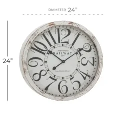 Clocks-Kirkland's Home White Rustic Farmhouse Distressed Wall Clock