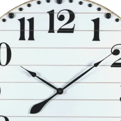 Clocks-Kirkland's Home White Rustic Wood Plank Wall Clock