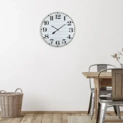 Clocks-Kirkland's Home White Rustic Wood Plank Wall Clock