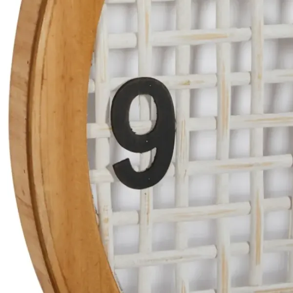 Clocks-Kirkland's Home White Rustic Woven Farmhouse Wall Clock