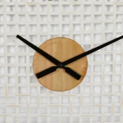 Clocks-Kirkland's Home White Rustic Woven Farmhouse Wall Clock