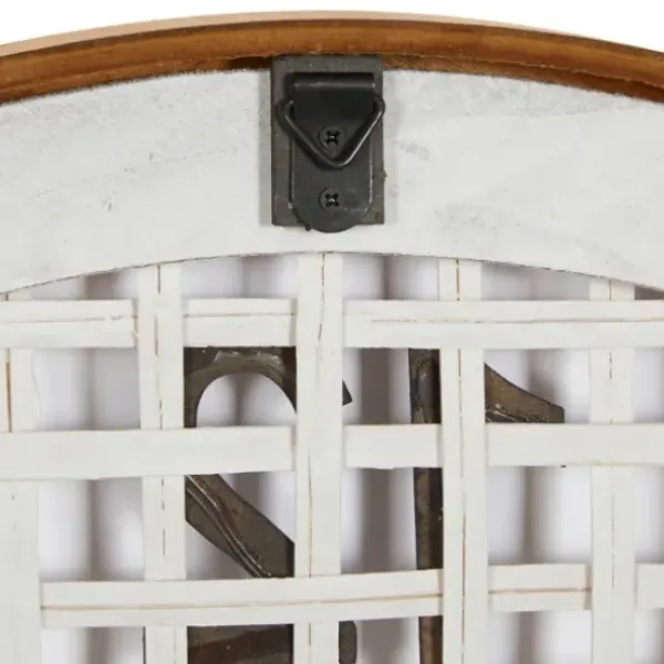 Clocks-Kirkland's Home White Rustic Woven Farmhouse Wall Clock