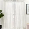 Curtains & Drapes-Kirkland's Home White Stripe Cafe Curtain Panel Set, 36 In. Red