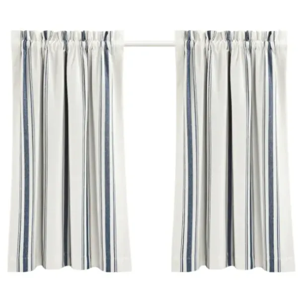 Curtains & Drapes-Kirkland's Home White Stripe Cafe Curtain Panel Set, 36 In. Gray