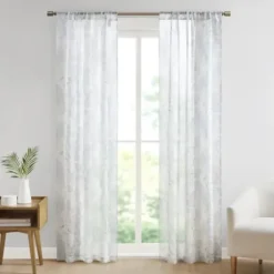 Curtains & Drapes-Kirkland's Home White Stripe Cafe Curtain Panel Set, 24 In. Blue