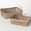 Baskets & Boxes-Kirkland's Home White Stripe Sea Grass 2-Pc. Storage Baskets Tan/White
