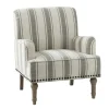 Accent Chairs-Kirkland's Home White Stripe Upholstered Accent Chair Gray