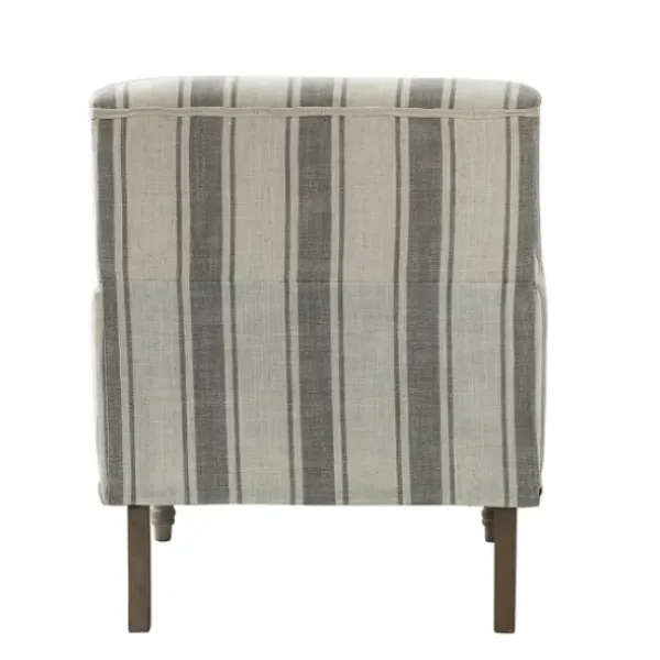 Accent Chairs-Kirkland's Home White Stripe Upholstered Accent Chair Gray