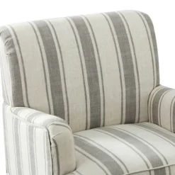 Accent Chairs-Kirkland's Home White Stripe Upholstered Accent Chair Gray