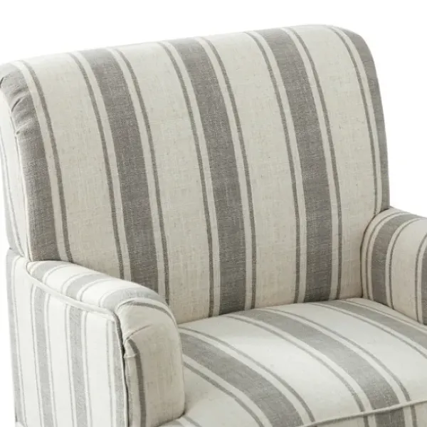 Accent Chairs-Kirkland's Home White Stripe Upholstered Accent Chair Gray