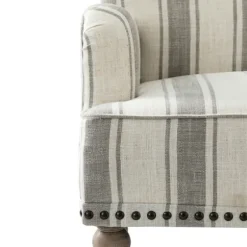 Accent Chairs-Kirkland's Home White Stripe Upholstered Accent Chair Gray