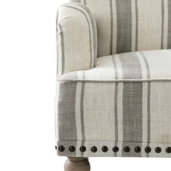 Accent Chairs-Kirkland's Home White Stripe Upholstered Accent Chair Gray