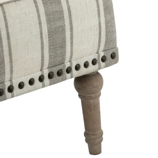 Accent Chairs-Kirkland's Home White Stripe Upholstered Accent Chair Gray