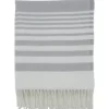 Blankets & Throws-Kirkland's Home White Stripe With Fringe Throw Blanket Gray
