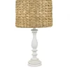 Table Lamps-Kirkland's Home White Table Lamp With Hand Woven Raffia Shade White/Brown