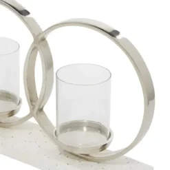 Candle Holders-Kirkland's Home White Terrazzo Candle Holder Runner White/Silver