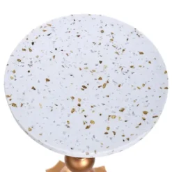 Accent & End Tables-Kirkland's Home White Terrazzo Top And Base Accent Table Gold