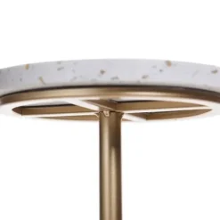 Accent & End Tables-Kirkland's Home White Terrazzo Top And Base Accent Table Silver