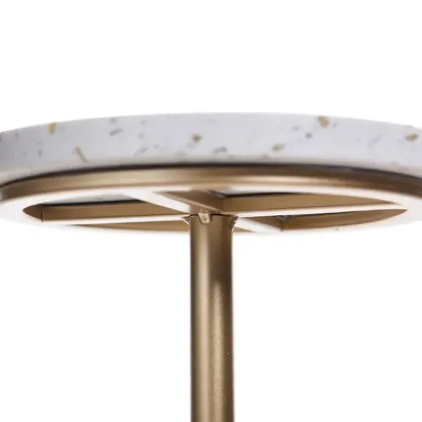Accent & End Tables-Kirkland's Home White Terrazzo Top And Base Accent Table Silver