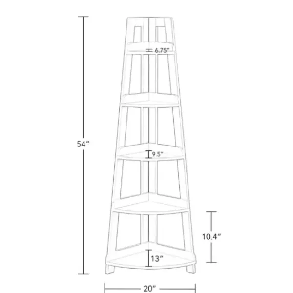 Bookshelves-Kirkland's Home White 5-Tier Corner Ladder Bookshelf