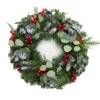 Wreaths-Kirkland's Home White Tip Pinecone And Eucalyptus Wreath Green/White/Red