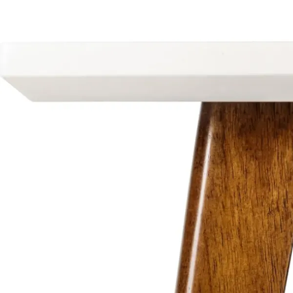 Accent & End Tables-Kirkland's Home White Top And Pecan Wood Mid-Century Modern Table Brown