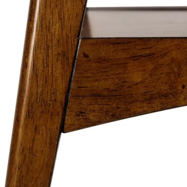 Accent & End Tables-Kirkland's Home White Top And Pecan Wood Mid-Century Modern Table Brown